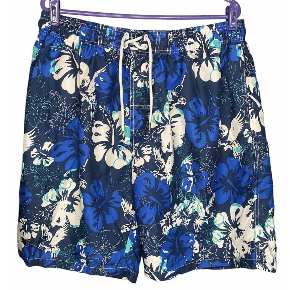 Kailua Surf Board Shorts Men's size 2XL‎ Blue Floral Hawaiian Swim drawstring